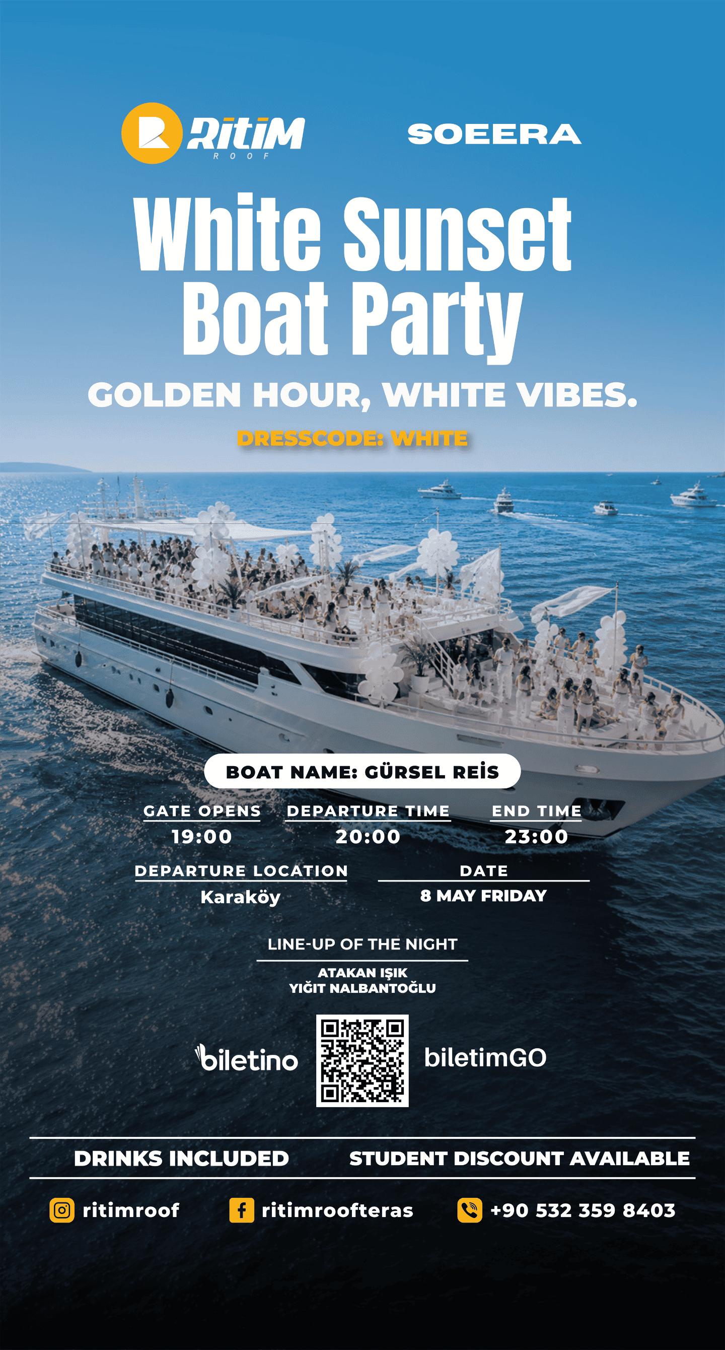 ✨ White Sunset Boat Party